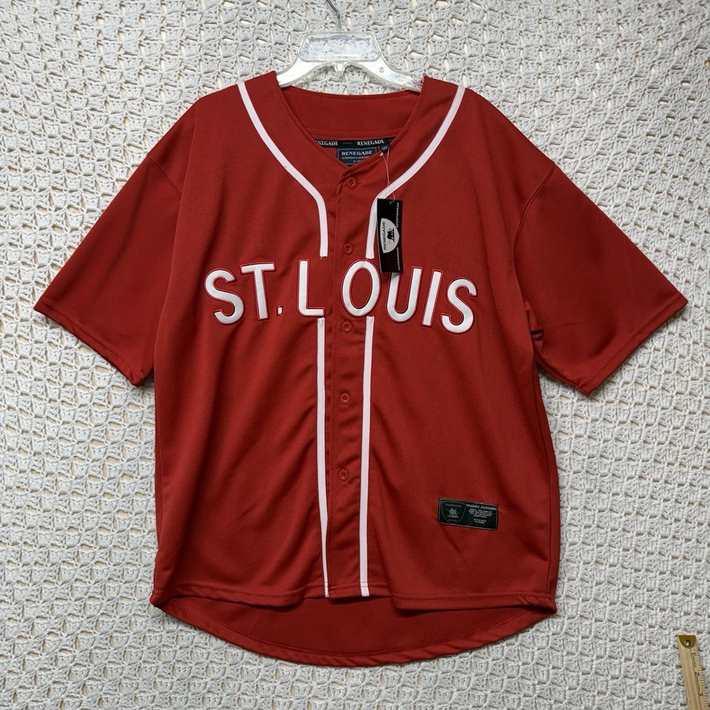 St. Louis Embroidery Baseball Renegade Jersey Men XL Red White Style No.3015 NWT